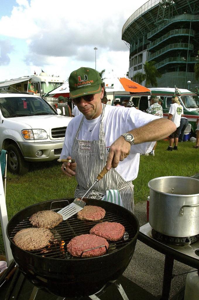 This Miami fan and Eric DiForce, FCRH ’09, agree: “Never tailgate without meat.” (Scott Fisher/MCT)