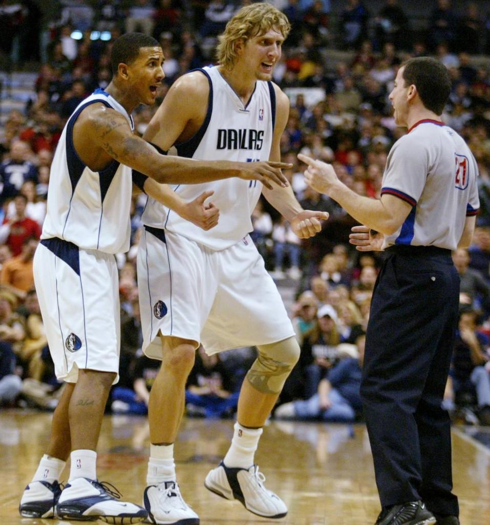 Referee Tim Donaghy does not back down from Dallas Mavericks’ Dirk Nowitzki and Raja Bell in his quest to make a few dollars on the side. (Louis Deluca/MCT)