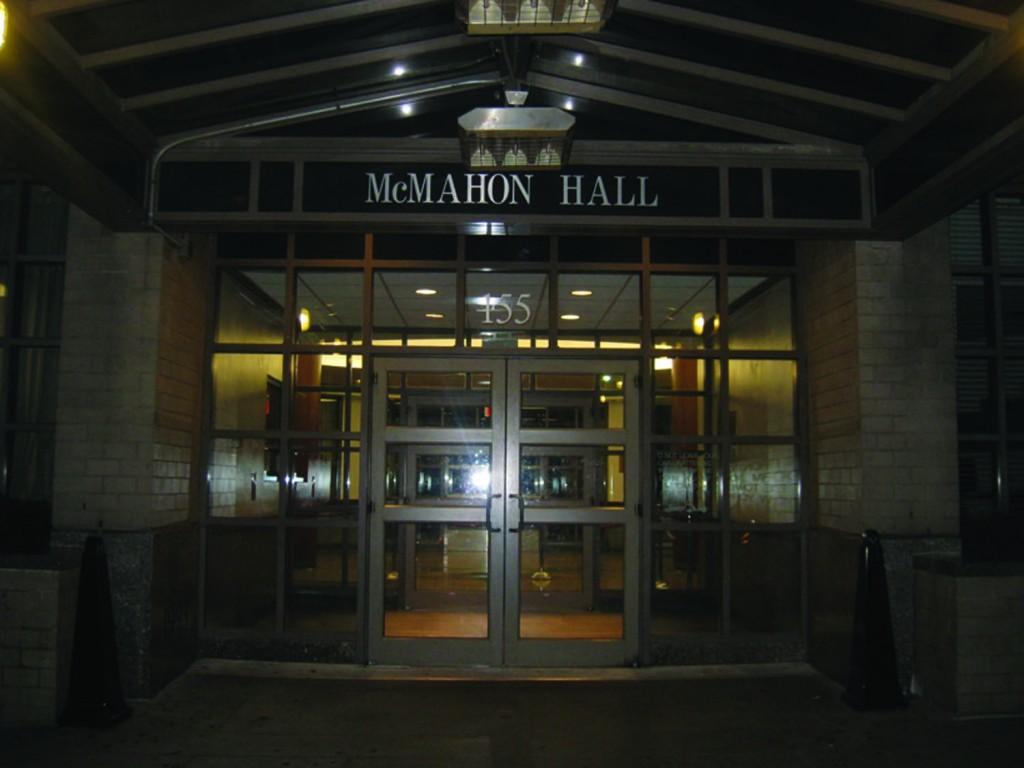 McMahon Hall’s doors aren’t exactly friendly to those students who don’t have the means to pay outrageous housing prices. (Salma Elmehdawi/The Observer)