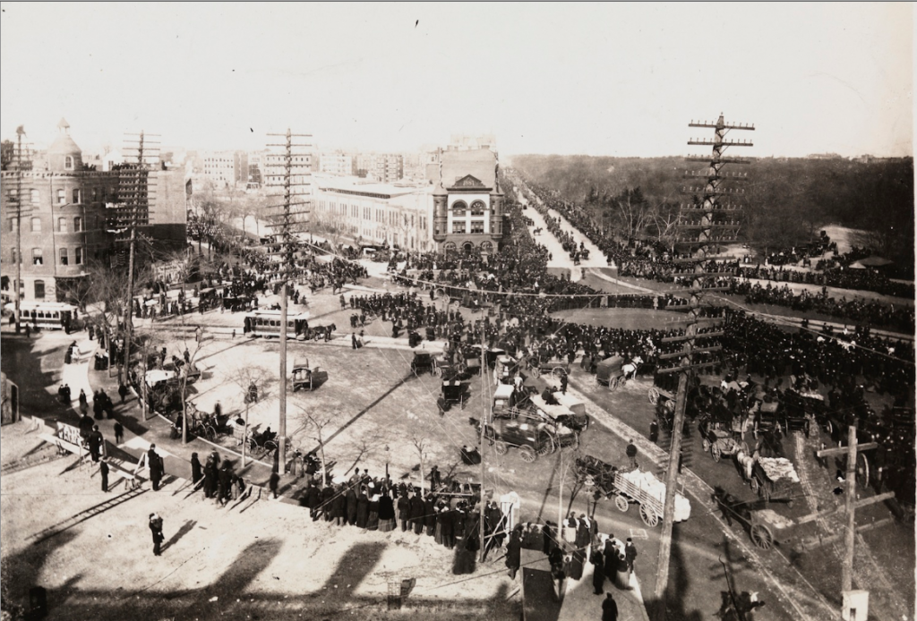 A view of Columbus Circle in the late 19th century, featured in the Museum of the City of New York’s “Greatest Grid” exhibit. (Courtesy of Musuem of the City of New York)