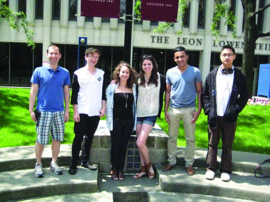 The recipients of the 2012 Summer Research Grants pose on the Outdoor Plaza. The grants helped them expand their studies outside of Fordham. (Photo Courtesy of John Wu)
