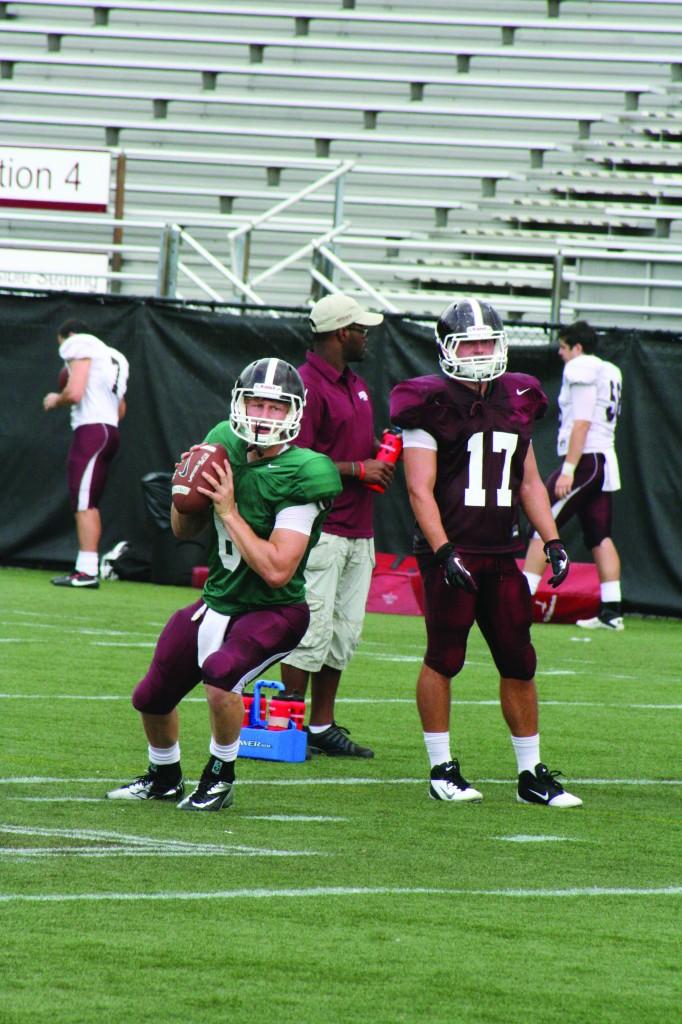 The quarterback competition is heated, with all competitors faring well so far in camp. (Courtesy of Fordham Sports)
