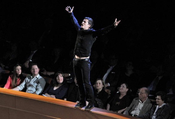 Orlando Bloom as Romeo acts a scene from Romeo and Juliet, March 10, 2011. (Lawrence K. Ho/Los Angeles Times/MCT)
