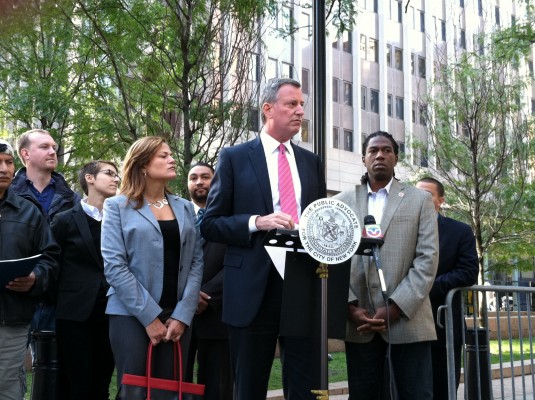 Candidate Bill de Blasio with Council Member Melissa Mark-Viverito and Council Member Jumaane Williams (photo courtesy of Bill de Blasio via Flickr)