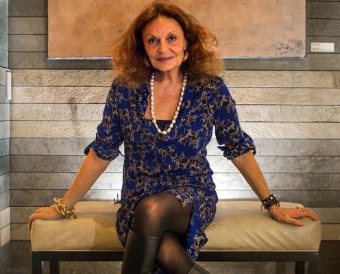 Diane von Furstenberg poses for a portrait on Nov. 13, 2014 at the Four Seasons hotel in Seattle. Von Furstenberg has finished a book about her mother, a Holocaust survivor, and continues to head a non-profit on female empowerment. (Mike Siegel/Seattle Times/TNS)