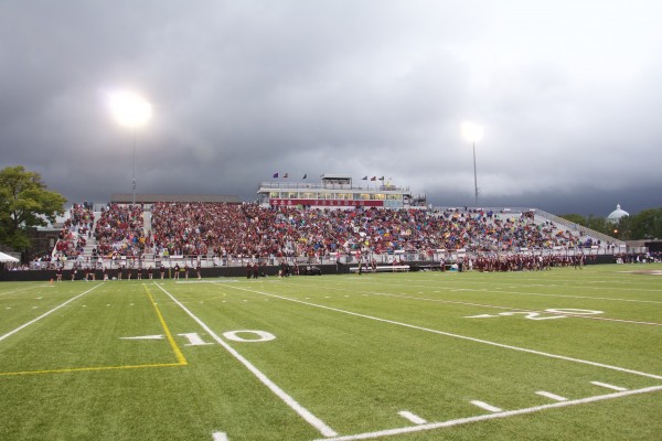 Fans packed the Jack Coffey Field during the first home game earlier this season. (Luke Momo/The Observer)