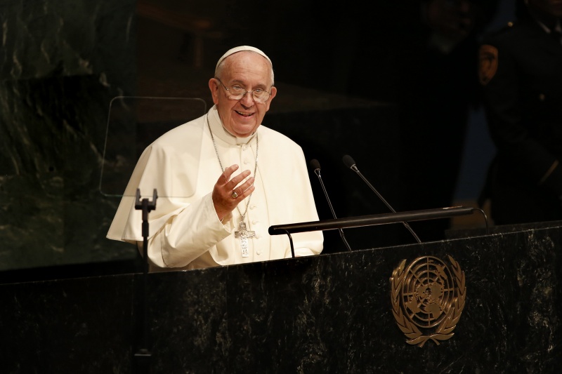 Pope Francis addresses the General Assembly of the United Nations on Sept. 25, 2015 in New York. (Carolyn Cole/Los Angeles Times/TNS)