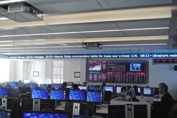 Pictured above are the Bloomberg terminals at Rose Hill. (TESSAVAN BERGEN/ OBSERVER ARCHIVE)