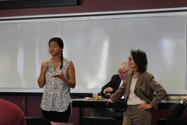 Pictured from right to left, Dr. Clara Rodriguez and Zann Ballsun-Simms addressed the councils concerns on talking about the bias incidents. (CONNOR MANNION/THE OBSERVER)