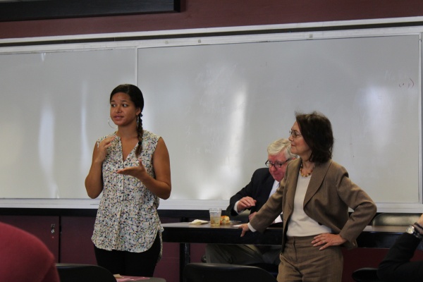 Pictured from right to left, Dr. Clara Rodriguez and Zann Ballsun-Simms addressed the council's concerns on talking about the bias incidents. (CONNOR MANNION/THE OBSERVER)