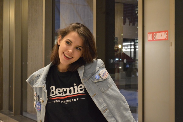 Pictured here, Eileen Kelley, FCLC ‘17, is a supporter of Bernie Sanders’ presidential campaign. (ELIZABETH LANDRY/THE OBSERVER)