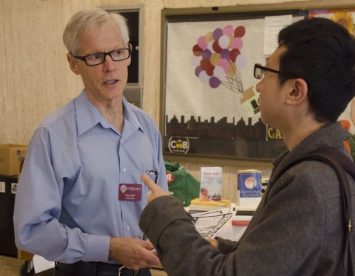 David Vassar, a reference librarian at Quinn, talked to various students about the harms of smoking. (ANDRONIKA ZIMMERMAN/THE OBSERVER)