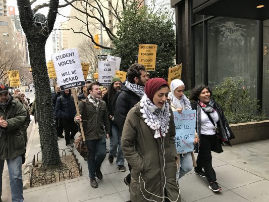 On Jan. 20, students protested the universitys decision to deny Students for Justice in Palestine official club status. (PHOTO BY STEPHAN KOZUB/THE OBSERVER)
