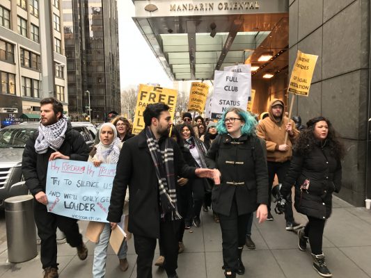 Students protesting the universitys veto of SJP marched to and from Columbus Circle at the end of the event. (PHOTO BY STEPHAN KOZUB/THE OBSERVER)