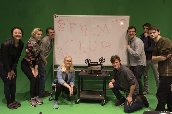 The new Filmmaking club posing together in SL24L, where they hold  weekly club meetings. (KATARINA MARSCHHAUSEN/THE OBSERVER) 