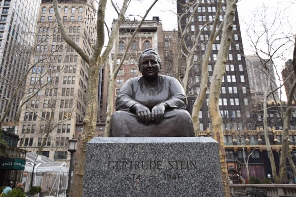 Visit the statue of Gertrude Stein at the New York Public Library.