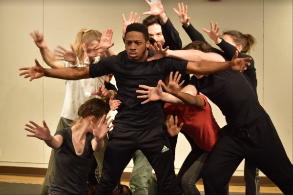 Wayne Juice Mackins, FCLC 19, and the cast of Macbeth take on the task of incorporating movement into the production. (JON BJÖRNSON/THE OBSERVER)