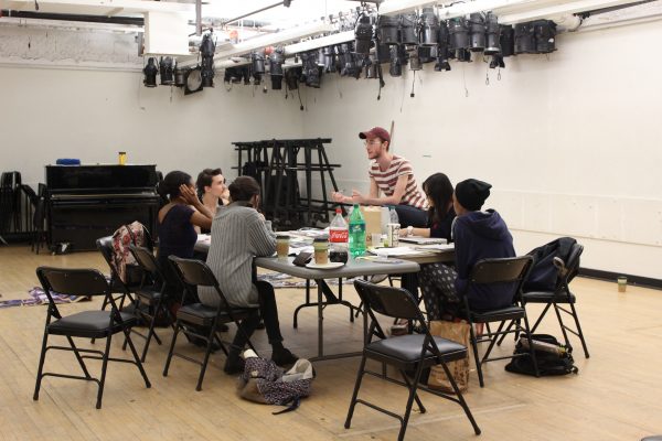 Members of the Fordham Theatre program collaborating to answer the question, What happens when? (Isabel Frías/The Observer)