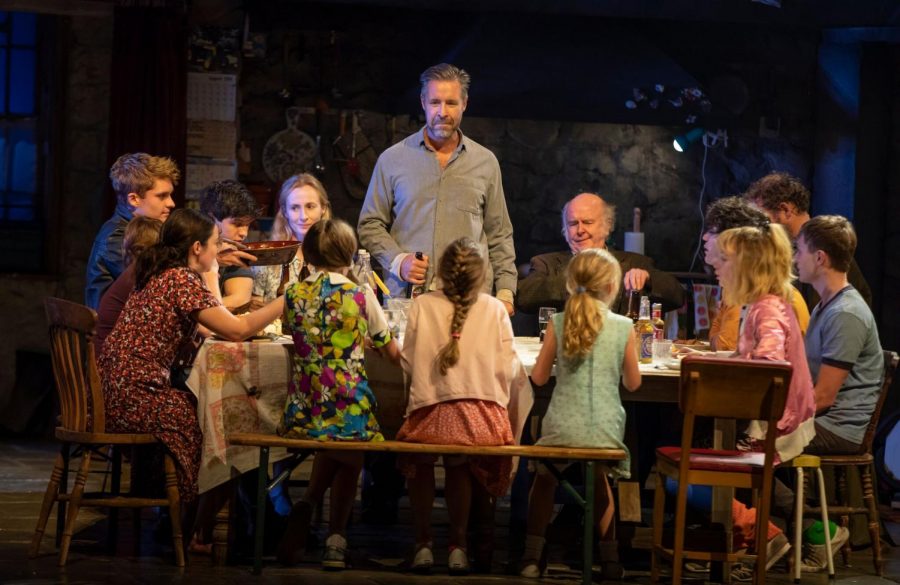 Paddy Considine (Quinn Carney – center, standing) and the company of “The Ferryman,” now open at the Bernard B. Jacobs Theatre on Broadway. 