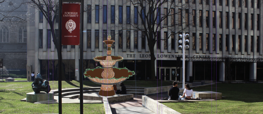 Frederick Wertz, dean of Fordham College at Lincoln Center, envisions a large fountain in the center of the Outdoor Plaza.