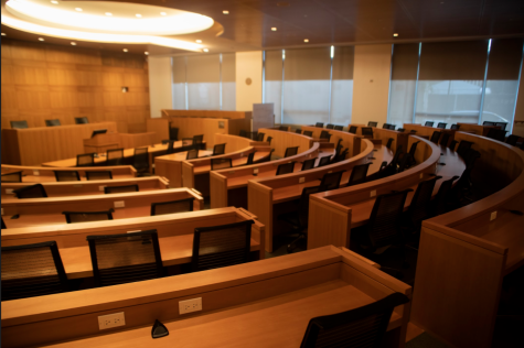 The Moot Courtroom at Fordham Lincoln Centers Law School. 