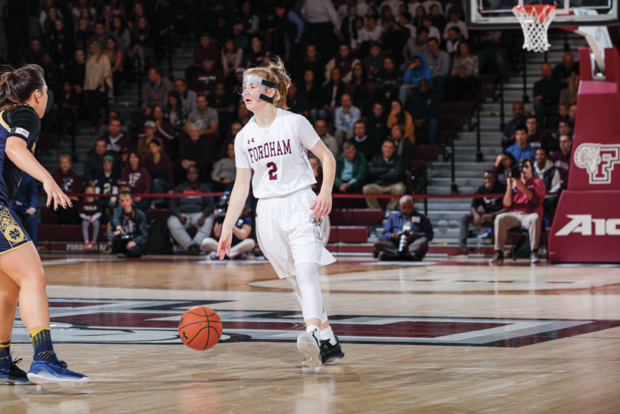 Anna DeWolfe, FCRH '23, ran the offense at point guard in her first college career start. 