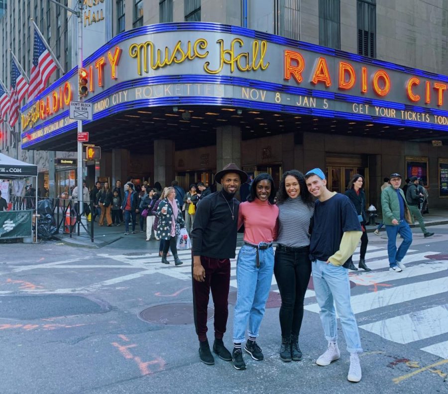 Ailey/Fordham students and alumni (left to right) Marquise Hitchcock, FCLC '18, Maya Addie, FCLC '21, Isabel Wallace-Green, FCLC '19, and Nicholas Begun, FCLC '21, will all perform in this year's show.
