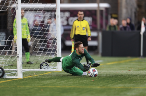Goalkeeper Konstantin Weis, GGSB ’20, saved a penalty to keep the Rams in the quarterfinal match against SLU.