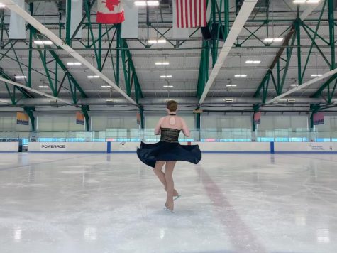 Jill Rice, FCLC '22, practices a backspin at Sky Rink at Chelsea Piers.