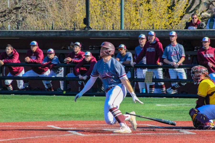 Matt Tarabek, GSBRH 20, blasted a two-run home run in Fordhams third game to give the Rams an early 5-0 lead.