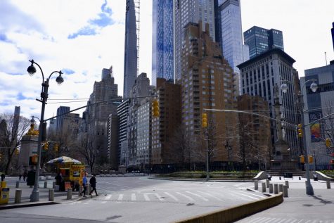 An empty Columbus Circle