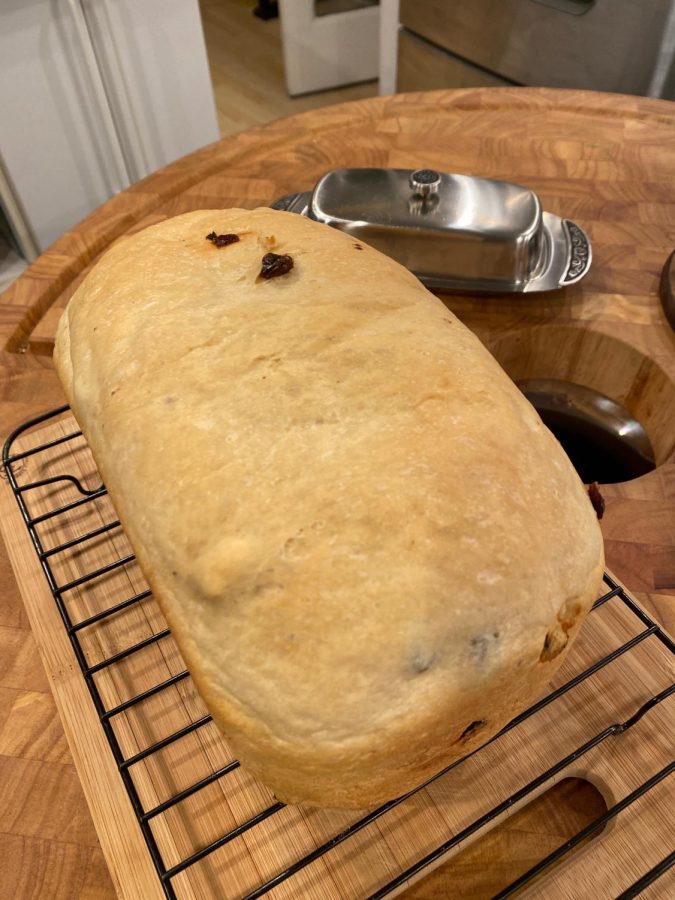 My mothers first loaf of homemade raisin bread. 