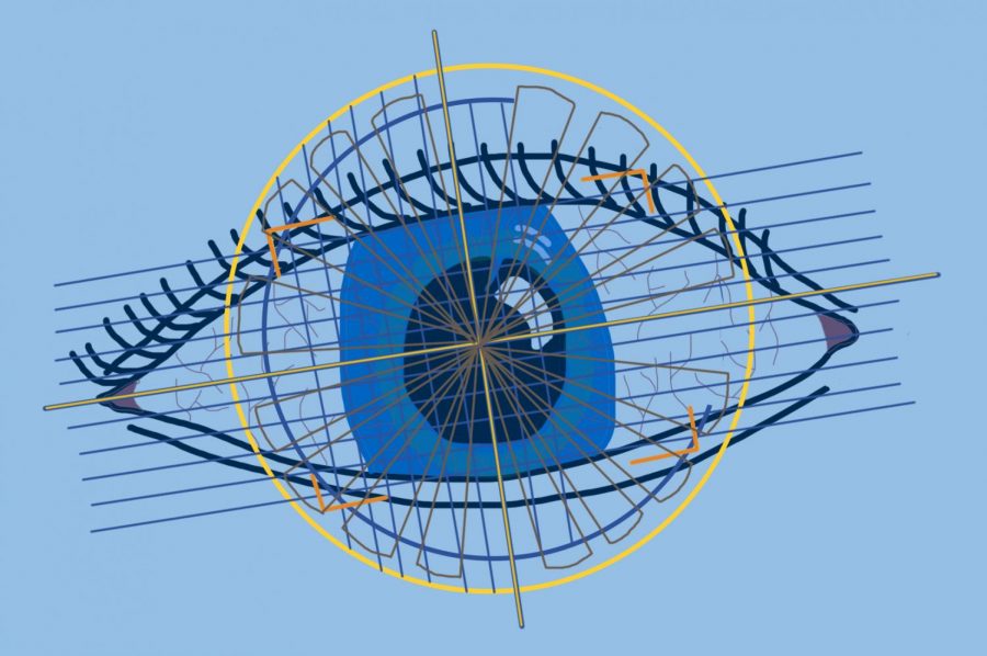 Graphic illustration of an eye being scanned