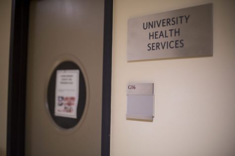 The door and sign of university health services at Lincoln Center
