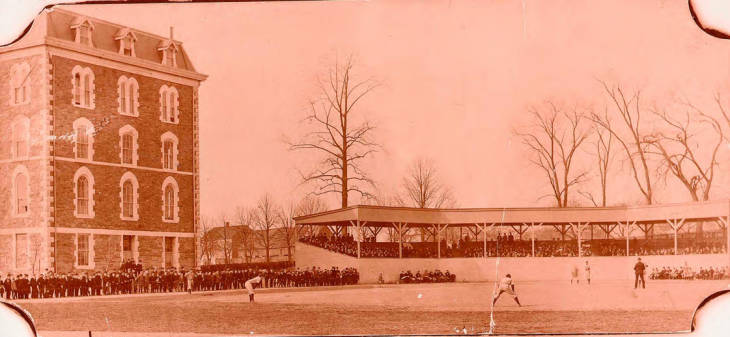 a picture of Fordham's baseball team playing against Yale on Eddies in 1902