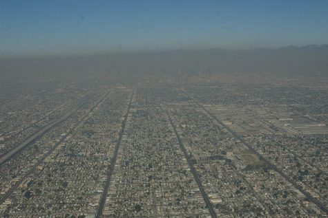 Aerial view of L.A. with smog
