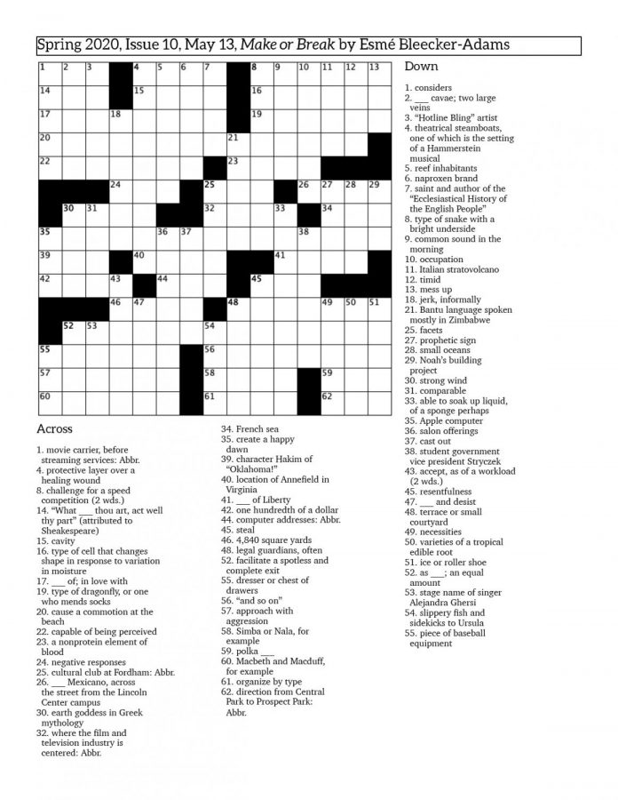 crossword grid and clues