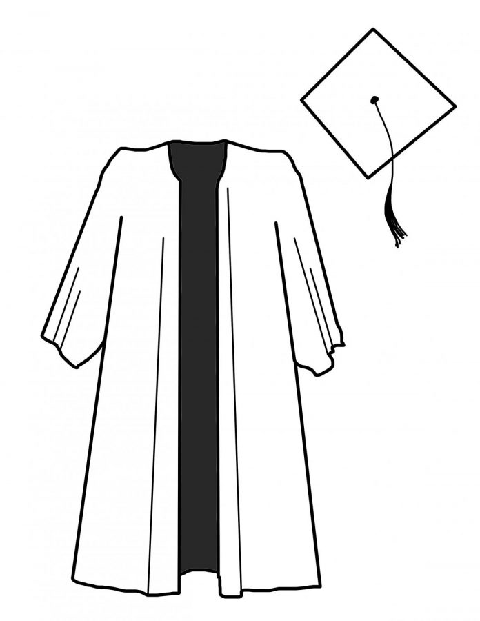 graduation cap and gown coloring page