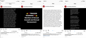 screenshots of the instagram posts accusing Matthew Maguire of misconduct