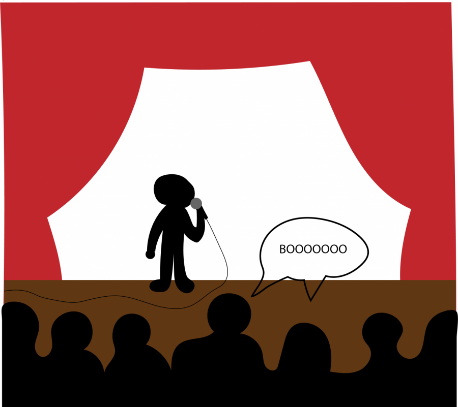 a graphic of someone getting bood on a stage