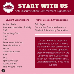 a list of the organizations who have committed to the USG anti-discrimination pledge
