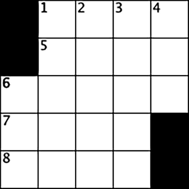 blank 5 by 5 crossword grid