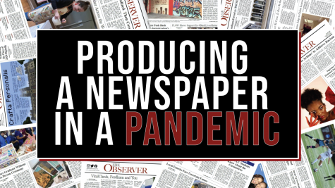 graphic of newspapers with the words producing a newspaper in a pandemic on top