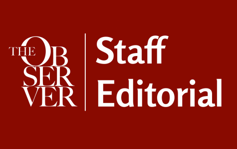 a graphic of The Observer logo on the left with the words Staff Editorial on the right side