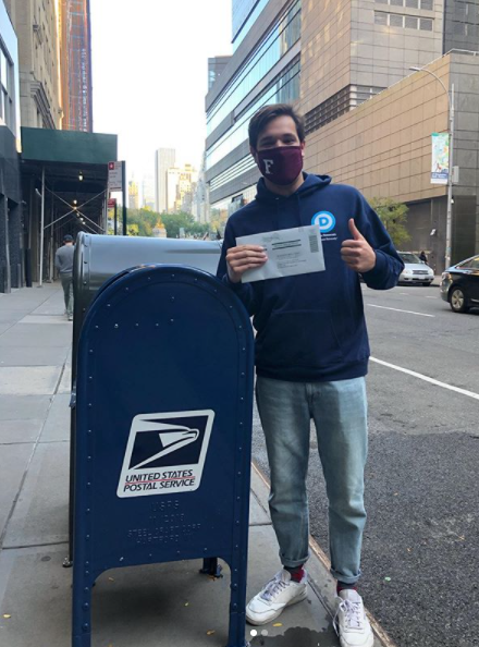 USG vice president, student Robert Sundstrom, drops ballot in mailbox for 2020 election