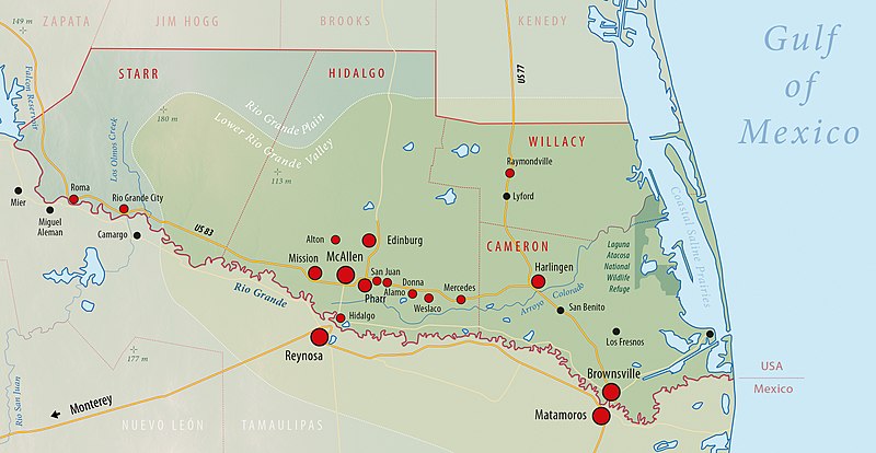 map of rio grande valley (RGV) in texas