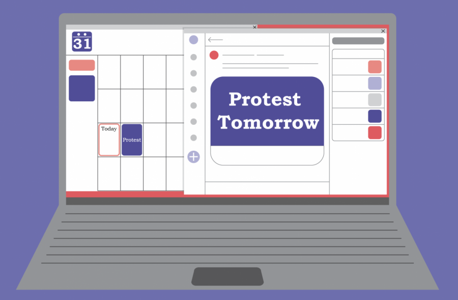 graphic+of+a+calendar+on+a+laptop+screen+with+a+protest+tomorrow+reminder+to+demonstrate+online+and+social+media+activism
