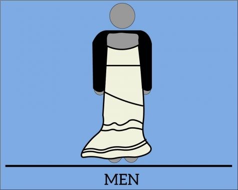 graphic illustration of a man wearing a dress