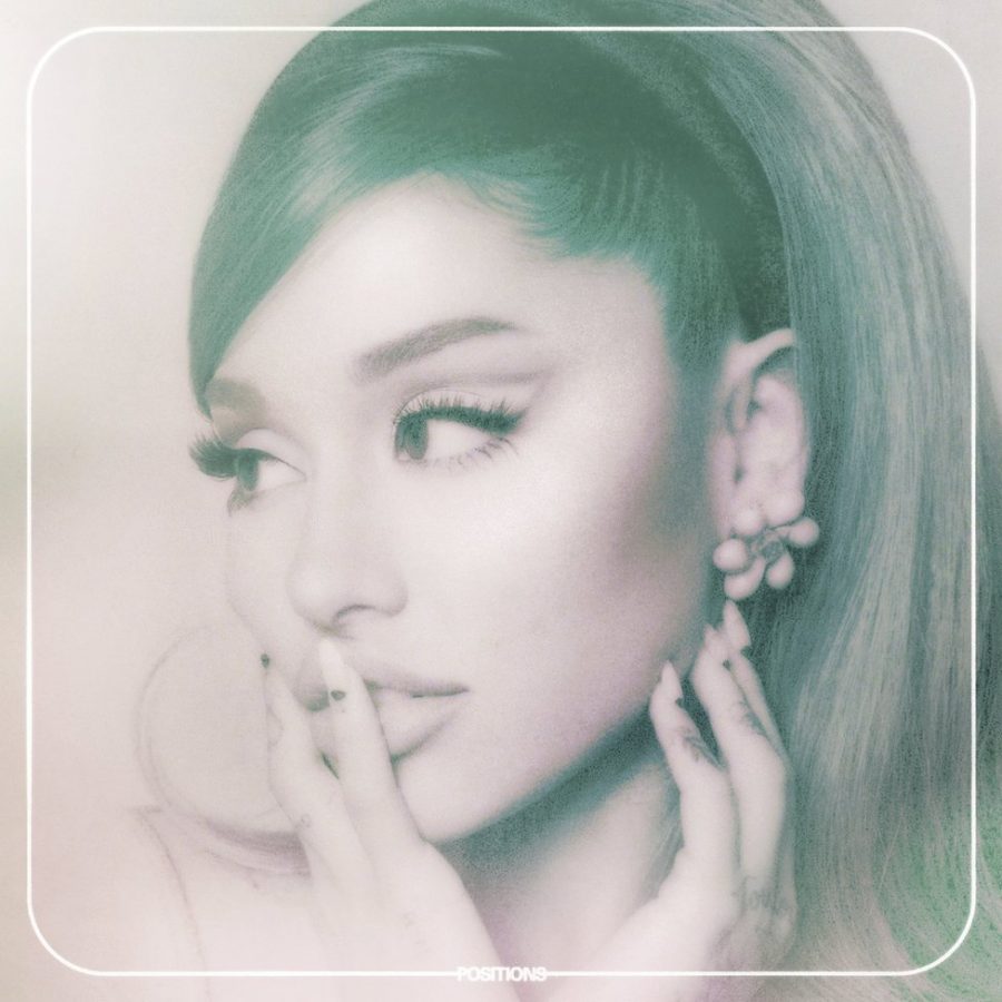 Positions album cover of Ariana Grande's face