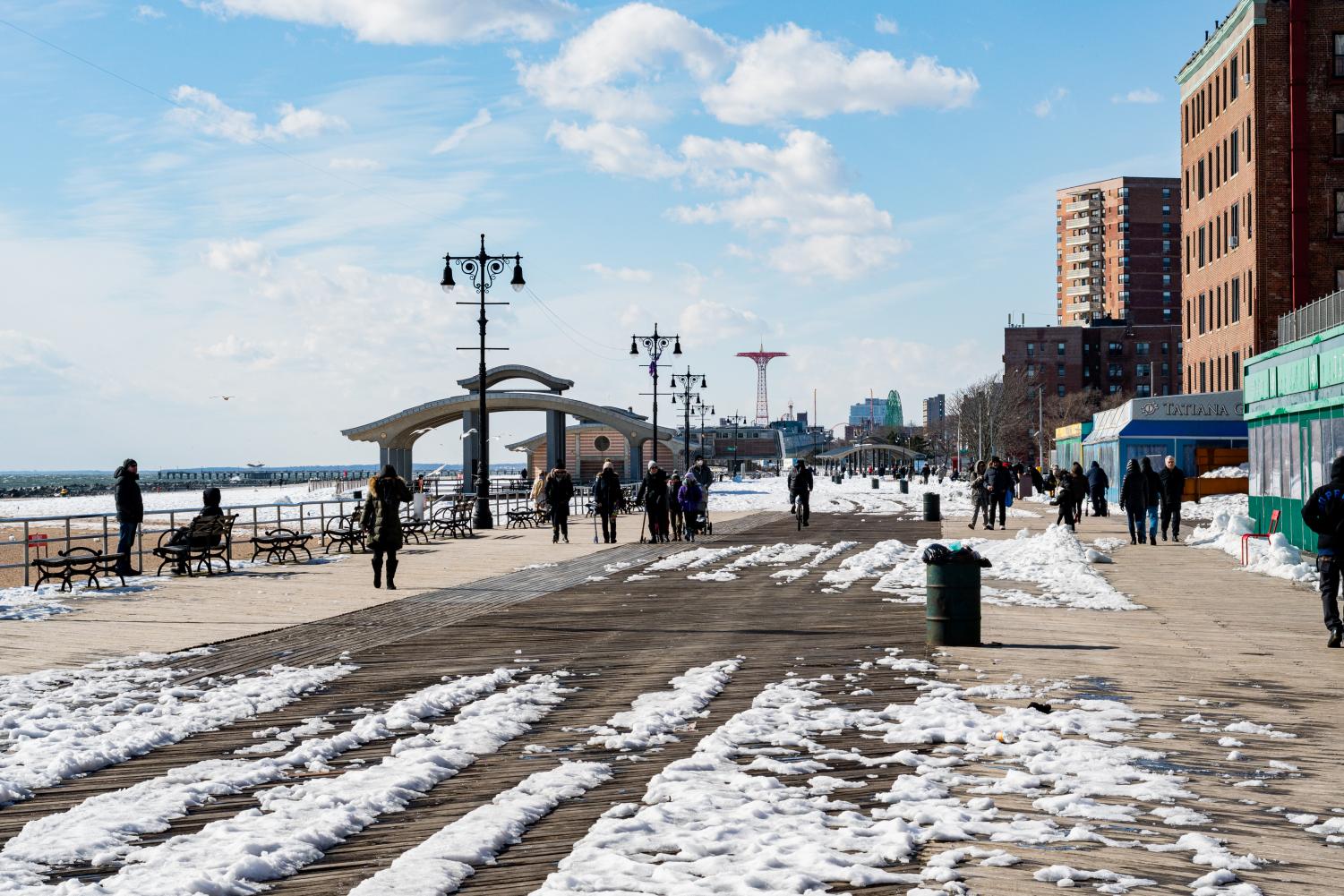 coney island, near little odessa, covered in snow